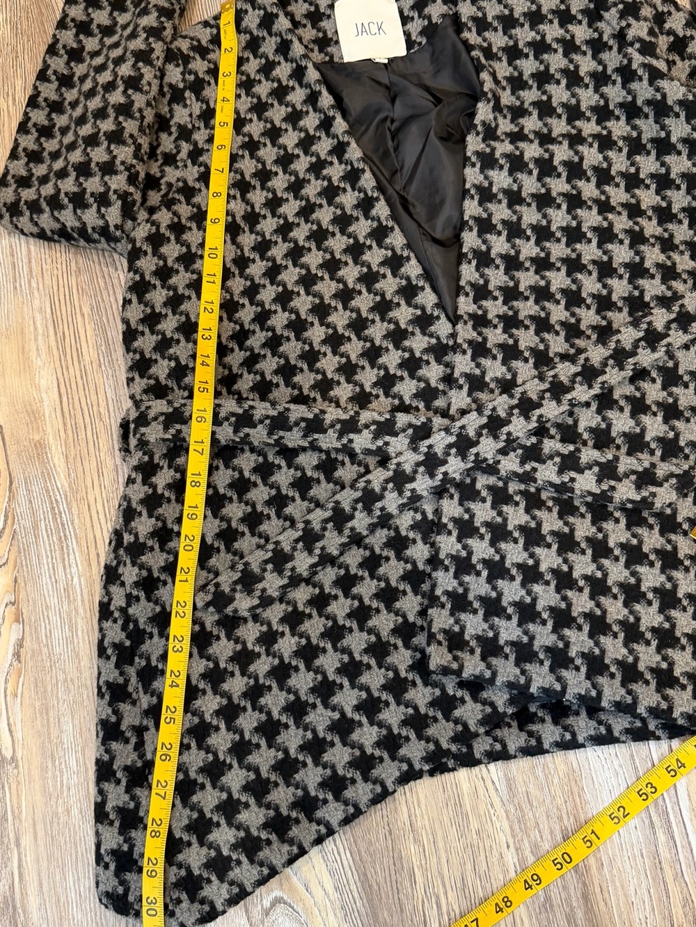 Jack by BB Dakota Gray & Black Houndstooth Asymmetrical Belted Jacket Medium - Picture 10 of 14